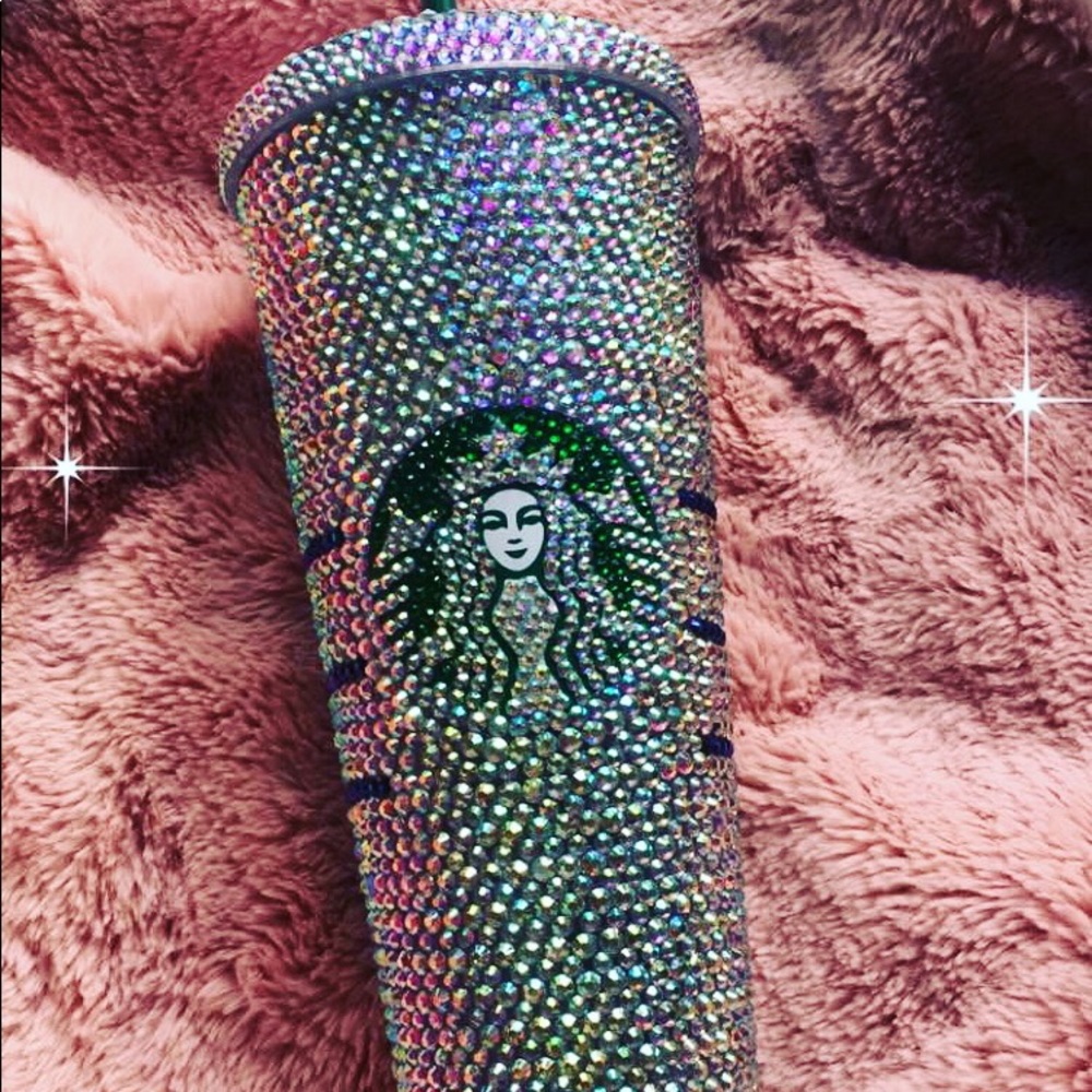 Iridescent blinged out Starbucks tumbler cup